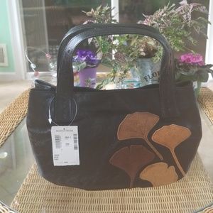 Nordstrom leather bag with suede flowers